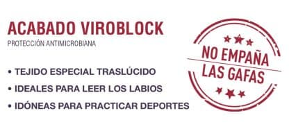 Mascarillas transparentes reutilizables Viroblock cdpmht01_02_Es. Certificadas